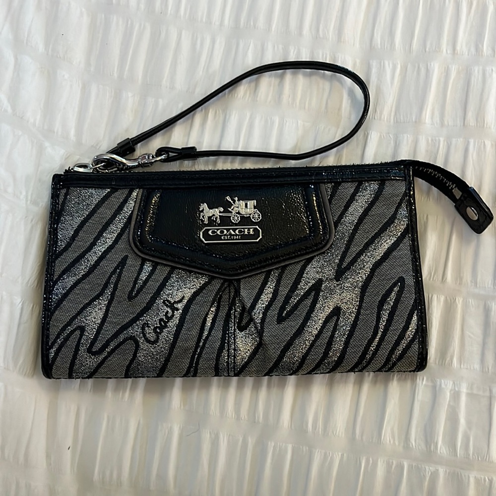 Zebra print coach wristlet